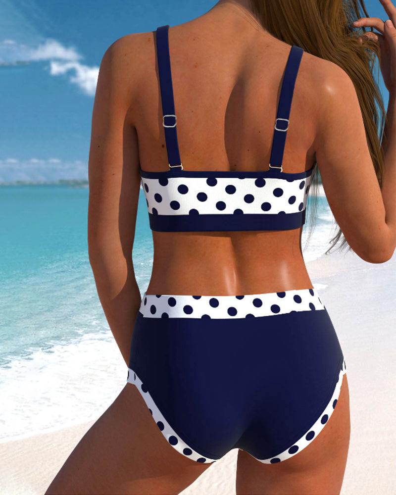 High-Waisted Bikini Set - Stylish Comfort with Unique Patchwork Design-2