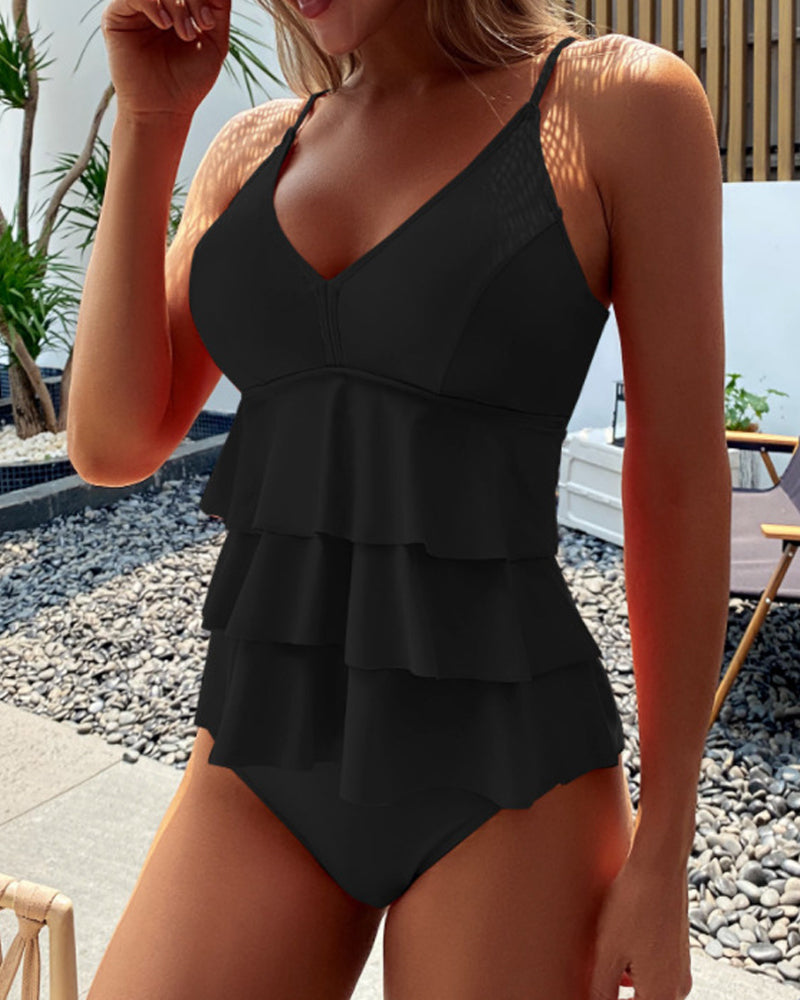 Elegant One Piece Swimsuit - Ruffled Design for Comfort & Style-4