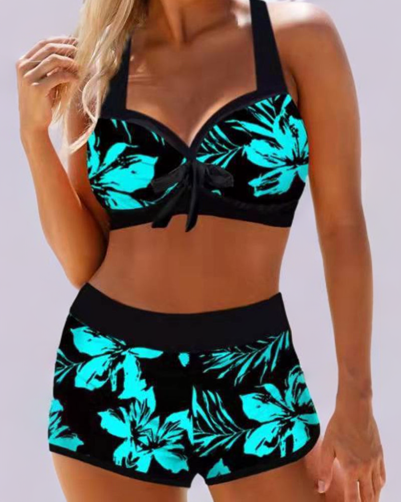 High-Waisted Floral Swimsuit for Women - Tummy Control & Elegant Fit-1